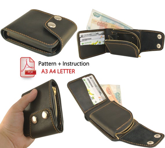 Leather Men's Mini Wallet Pattern Pattern of Classic Mens Etsy