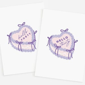 Bonjour 30 / Bonjour 40 | Carte de voeux d'anniversaire gâteau vintage