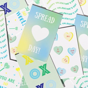 Mini-pack Saint-Valentin | 10 mini-cartes | Bleu, vert, jaune
