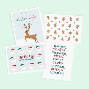 Jeu de cartes de Noël Père Noël | 4 cartes de voeux