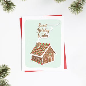 Maison en pain d'épice | de beaux voeux de Noël | Carte de voeux de Noël