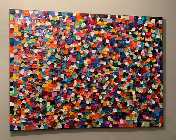 DIVERSITY/ALL COLORS pallets knife textured Painting/our world of color/abstract contemporary unique stretched canvass modern art/30x40