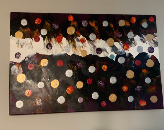 GUM DROPS/Original Acrylic flow Art/Abstract painting/flow art painting/unique textured painting/modern colorful contemporary ART/24x36