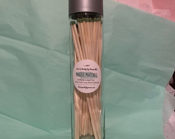 BOUJEE MATCHES/strike a match/extra thick long reach matches/fireplace matches/matches In recycled wine bottle/matches with striker