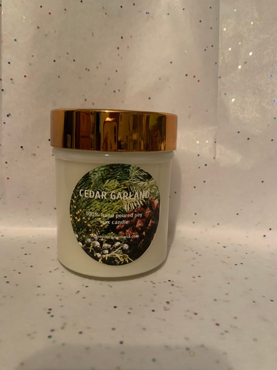 CEDAR GARLAND scented soy wax candle/holiday candle/Christmas candle/scented soy wax candle/best selling holiday candle/10 oz jar
