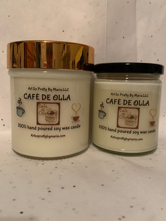 CAFÈ DE OLLA highly scented soy wax candle/coffee candle/Mexican coffee candle/fun candle/home decor/holiday candle/gift for. I’m/9oz