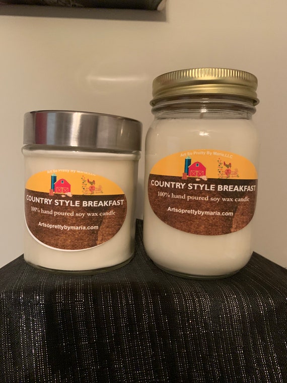 COUNTRY STYLE BREAKFAST scented soy wax candle/ bacon maple syrup scented candle/pancakes scented candle/gift for mom/best selling candle