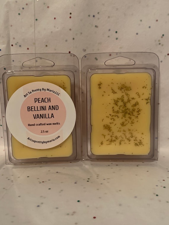 PEACH BELLINI VANILLA scented wax melts/peach Bellini wax tarts/best selling wax melts/gift for mom/highly scented wax melts/wax melts/2.5oz