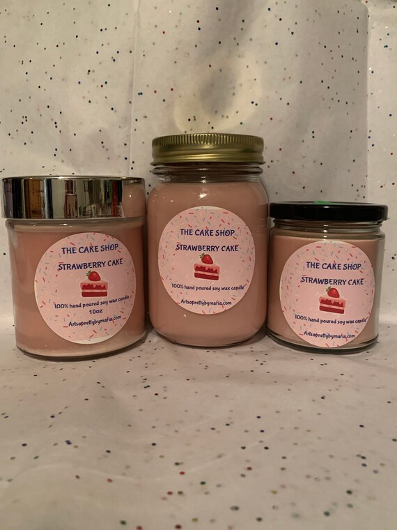THE CAKE SHOP/Strawberry Cake scented soy wax candle/strawberry scented candle/cake scented soy wax candle/best selling candle/gift for mom