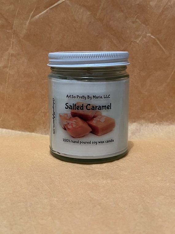 SALTED CARAMEL scented soy wax candle/holiday candle/most popular candle/gift for mom/best selling candle/salted caramel candle/9oz