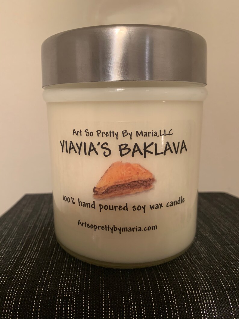 YIAYIA\u2019S BAKLAVA highly scented soy wax candlesweet candleGreek Candleholiday candlegift for momdessert candleBAKLAVA candle10oz