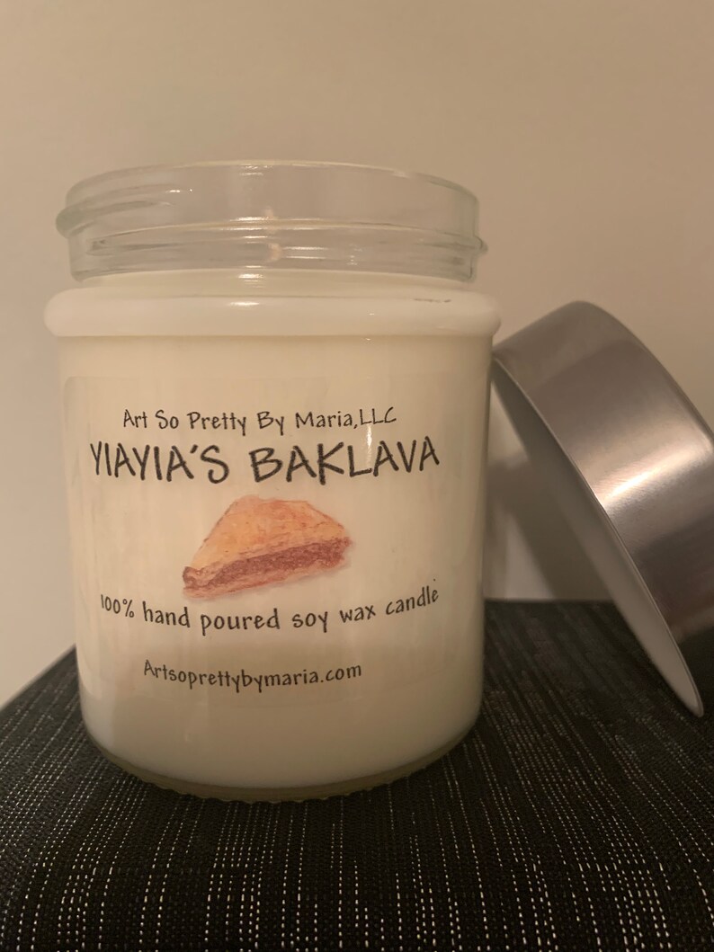 YIAYIA\u2019S BAKLAVA highly scented soy wax candlesweet candleGreek Candleholiday candlegift for momdessert candleBAKLAVA candle10oz