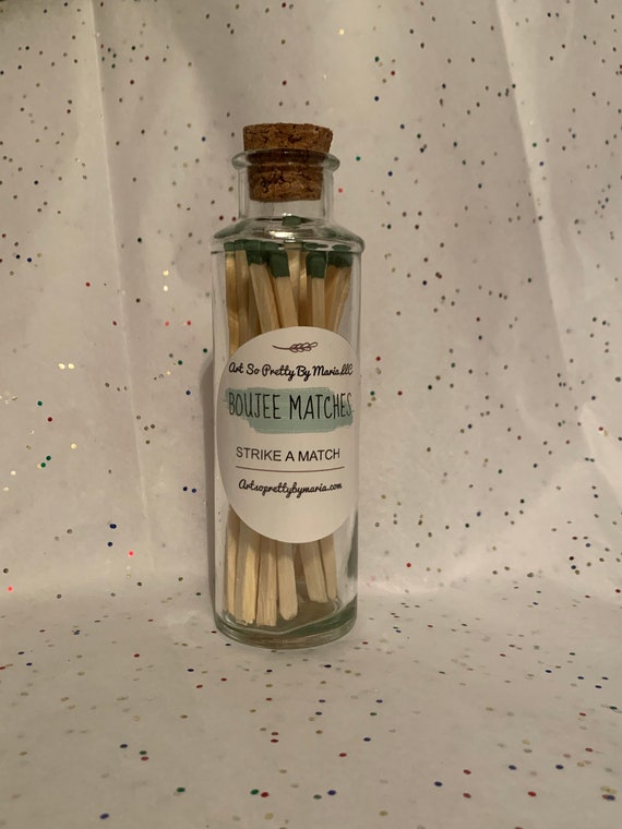 BOUJEE MATCHES with striker/long reach extra thick matches in glass jar with cork/fancy matches/match sticks with striker/fancy match sticks