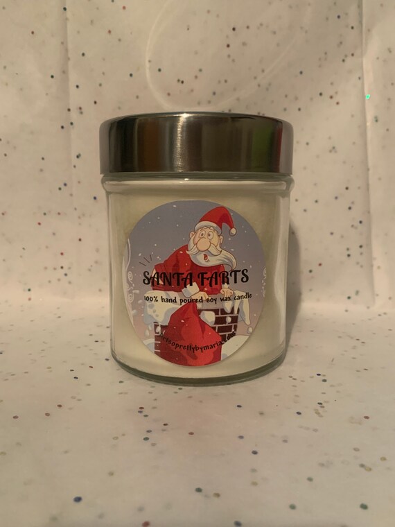 SANTA FARTS scented soy wax candle/holiday candle/Christmas candle/fun candle/funny candle/gift for friend/best selling candle/10 oz jar