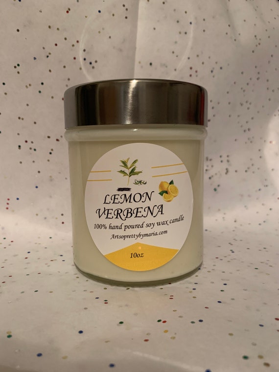 LEMON VERBENA scented soy wax candle/sweet candle/summer candle/lemon scented candle/earthy candle/gift for mom/gift for dad/10oz