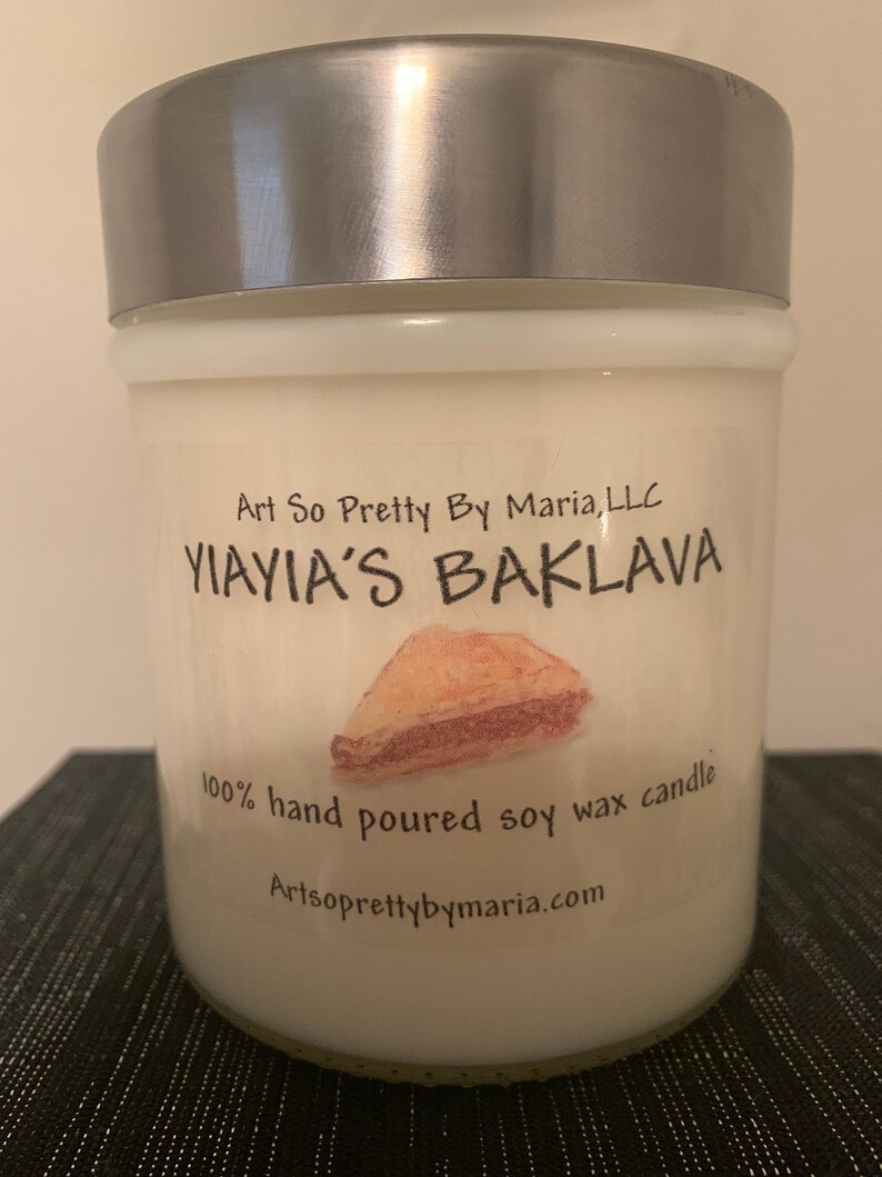 YIAYIA\u2019S BAKLAVA highly scented soy wax candlesweet candleGreek Candleholiday candlegift for momdessert candleBAKLAVA candle10oz