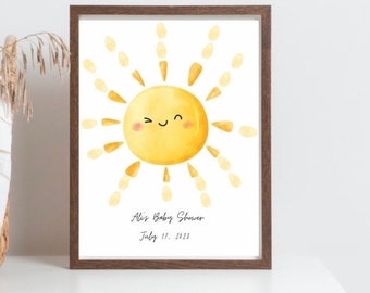 Sunshine Baby Shower, Here Comes the Sun Baby Shower, Fingerprint Guestbook, Sun Baby Shower, Baby Shower Guest Book, Printable Guestbook