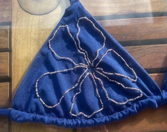 Beaded Flower Bikini Top
