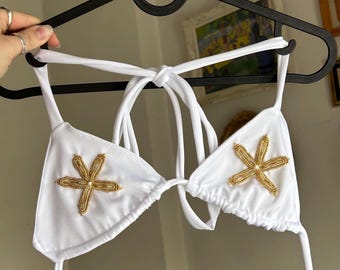 Beaded Starfish Bikini Top
