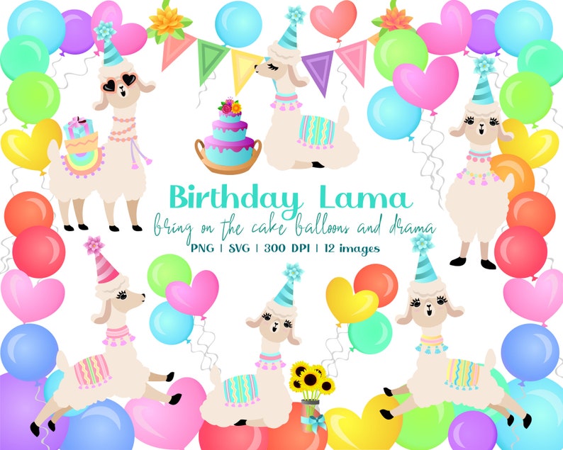 Download Birthday Llamas SVG Birthday Llamas PNG Birthday Llamas JPG | Etsy