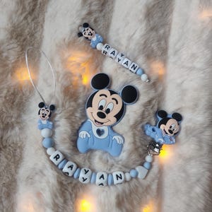 Ciuccio Personalizzato Per Bebè Con Nome - Topolino Blu - CDM0189 - Scegli La Tettarella (fisiologica O Simmetrica)