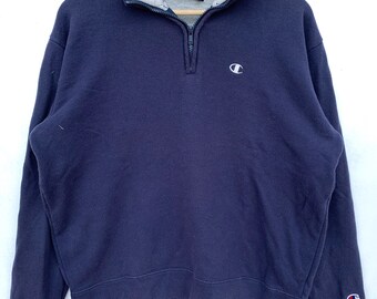 PICK!! Vintage Champion Crewneck Halfzip Collar Champion Sweater Small Logo Embroidered Champion Sweatshirt Size M