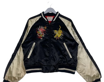 Pick!! Sukajan Us Navy Hill Crop Yokosuka Embroidery Dragon Zipper Jacket Size Medium