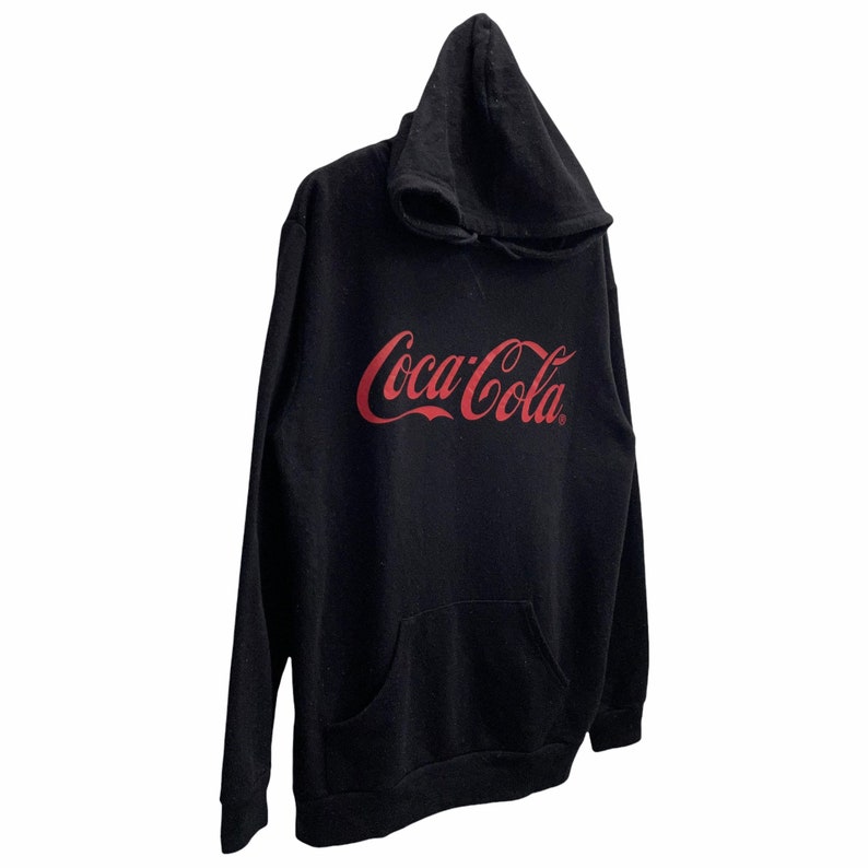 PICK Vintage Coke Hoodie Big Logo Spellout Coca Cola Sweater Pullover Size L image 3