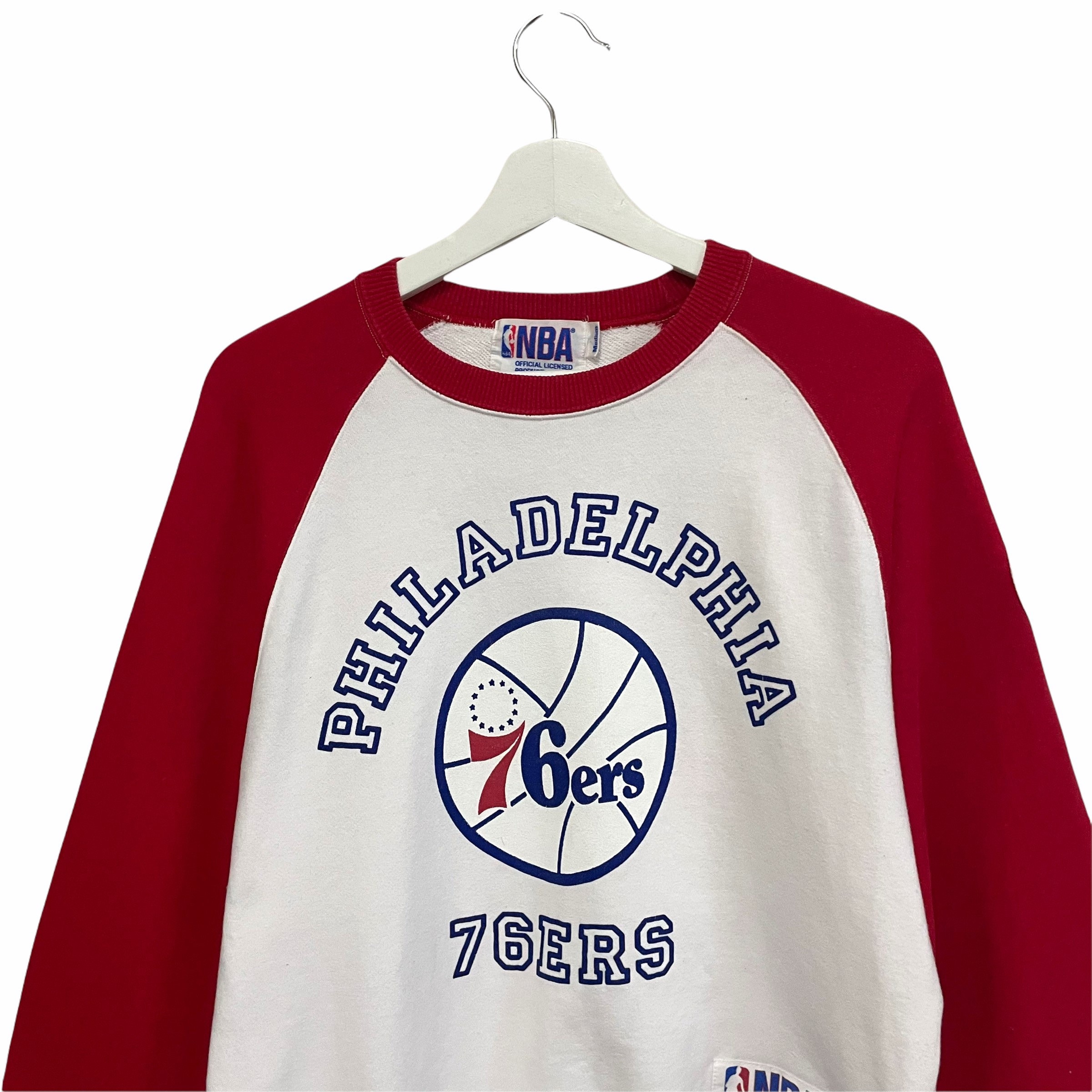 Philadelphia 76ers Hoodie Mens L Large Grey Blue Sixers Basketball Sweatshirt