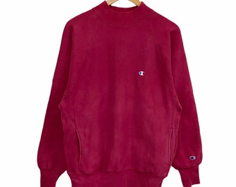 PICK!! Vintage Champion Reverse Weave Sweater Pullover Champion Crewneck Small Logo Spellout Champion Sweatshirt Size L Maroon