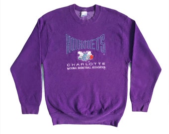 PICK!! Vintage 90s NBA Charlotte Hornets Crewneck Made in USA Basketball Charlotte Hornets Sweatshirt Sweater pullover Embroidered Size M