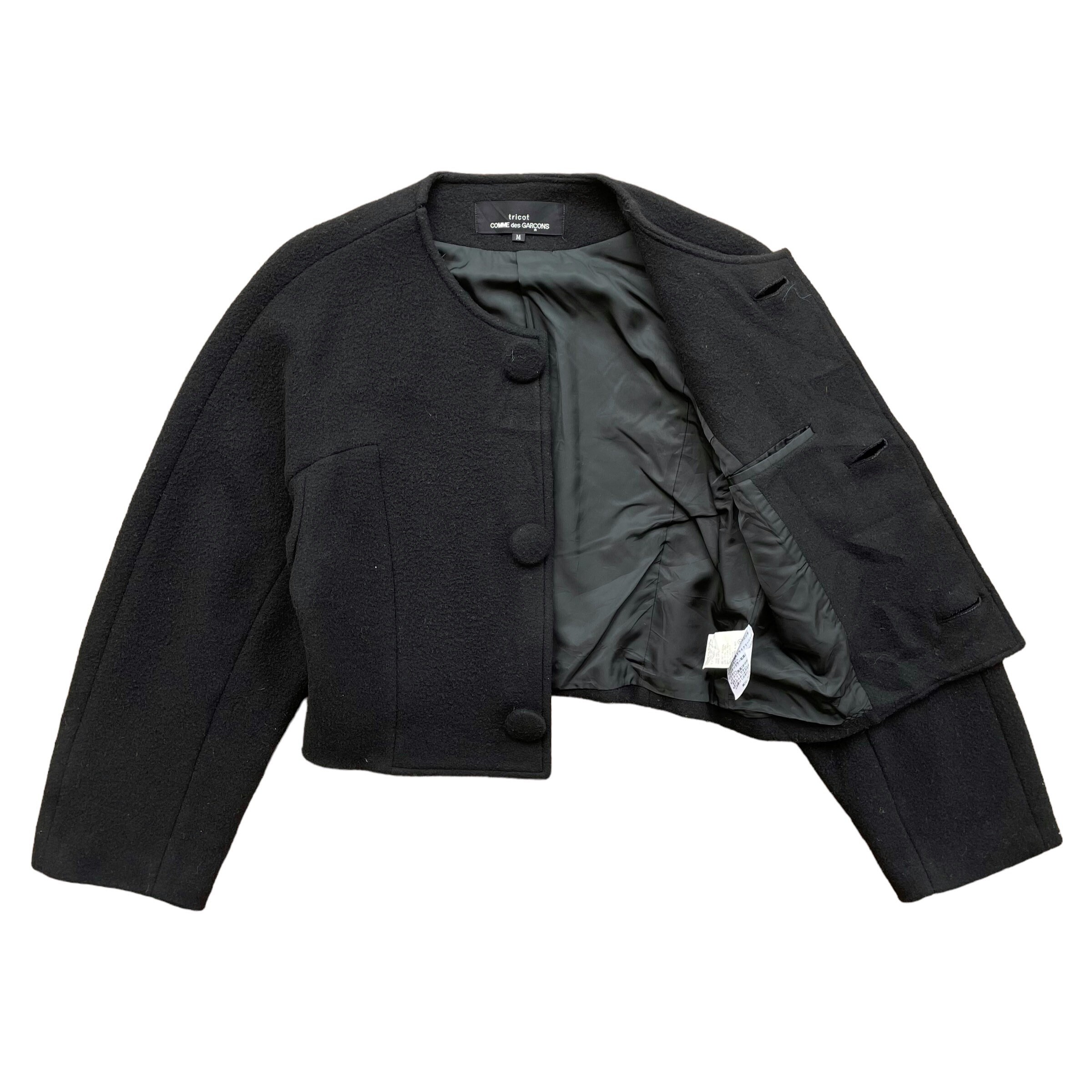 INK BKACK LINEN WOOL CLOTH N-LEFT SIDE DRAPED JKT(M Black): Yohji