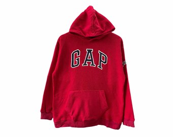 PICK!! Gap Hoodie Streetwear Fashion Gap Fleece Hoodie Pullover Gap Big Logo Spellout Embroidered Red Colour