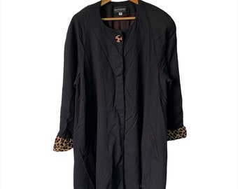 PICK!! Vintage Chad Stevens Designer Trenchcoat Made in USA Chad Stevens Leopard Design Button Up Size 18
