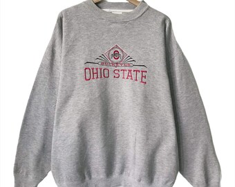 PICK!! Vintage 90s University Ohio State Crewneck Football Ohio Buckeyes Sweater Big Logo Embroidered Ohio Buckeyes Sweatshirt Size L