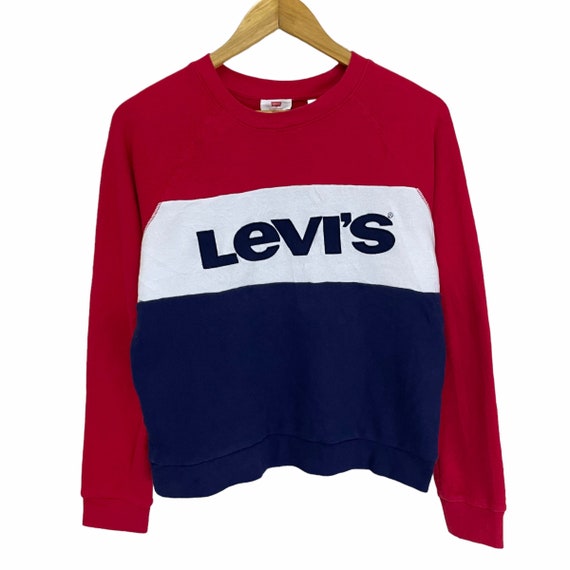 PICK Vintage Levis Sweatshirt Crewneck Multicolour Sweater Pullover Levis  Croptop Spellout Big Logo Women Size S -  Canada