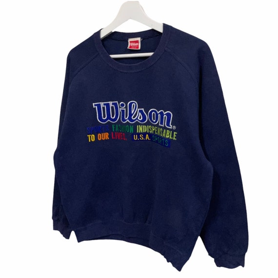 PICK Vintage Wilson Sweater Sport Big Logo Spellout Embroidered Wilson  Sport Crewneck Multicolored Wilson Sweatshirt Size M 