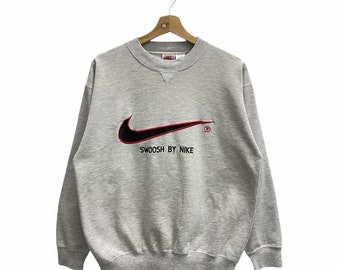 PICK !! Vintage 90s Nike Swoosh Sweater Pullover  Swoosh Nike Crewneck Big Logo Nike Sweatshirt Size M