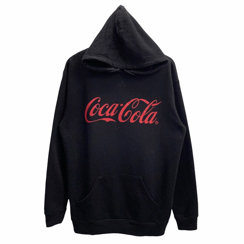 PICK Vintage Coke Hoodie Big Logo Spellout Coca Cola Sweater Pullover Size L image 1