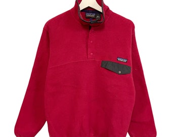 PICK!!! Vintage 90s Patagonia Fleece Sweater Pullover Patagonia Snap Button Patagonia Sweatshirt Size S Fit M