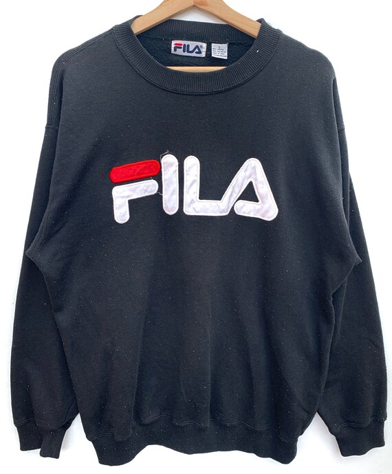 KIES Vintage Fila trui met ronde hals Fila groot logo geborduurd