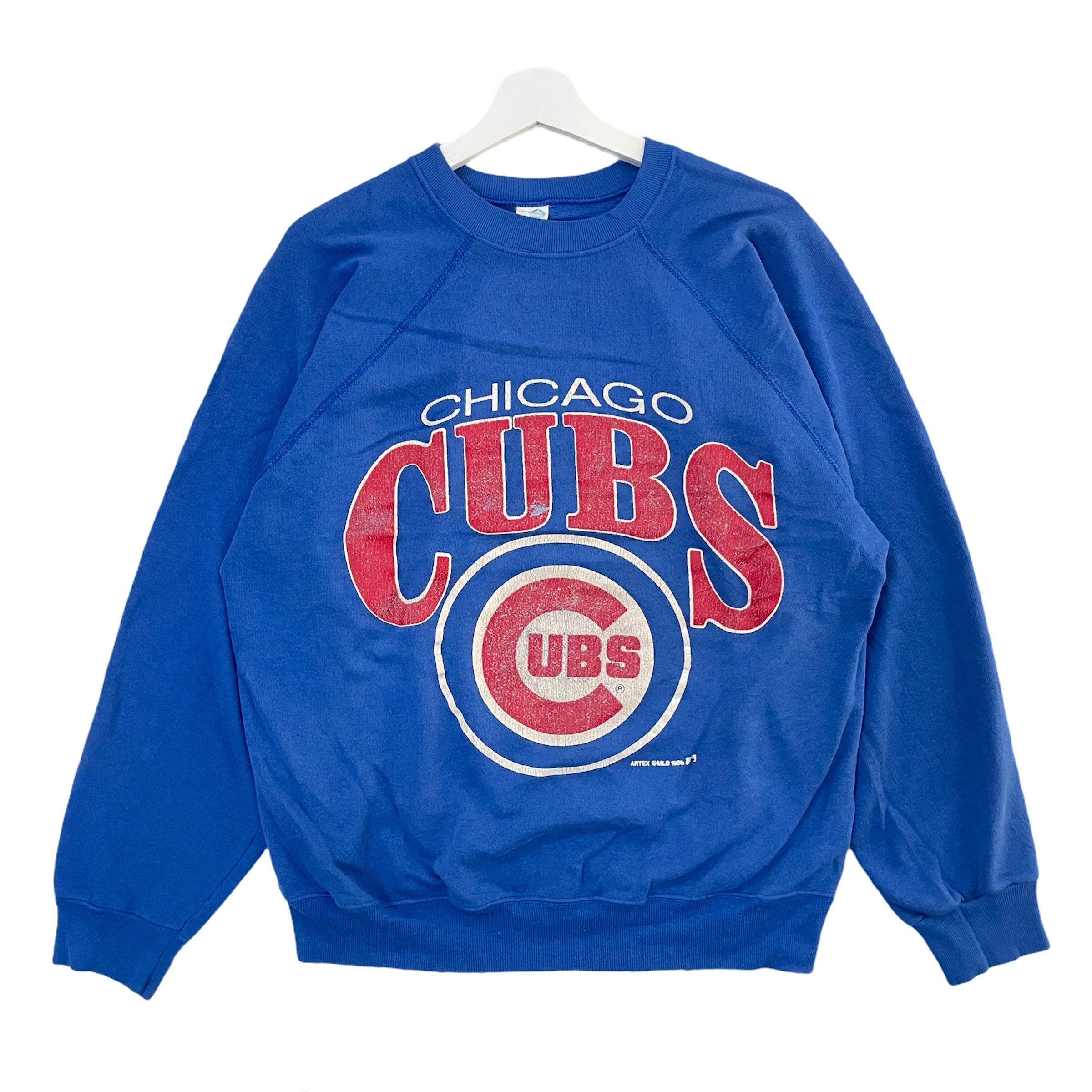 Rare !!! Vintage Chicago Cubs Sweatshirt Mlb Baseball Club Chicago Cubs  Crewneck Sweater Pullover Chicago Cubs Baseball Big Image Size L