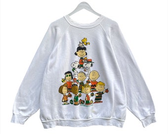 PICK!! Vintage SNOOPY Peanuts Sweater Family Big Image Snoopy Crewneck Jumper Snoopy Cartoon Sweatshirt Size 3L