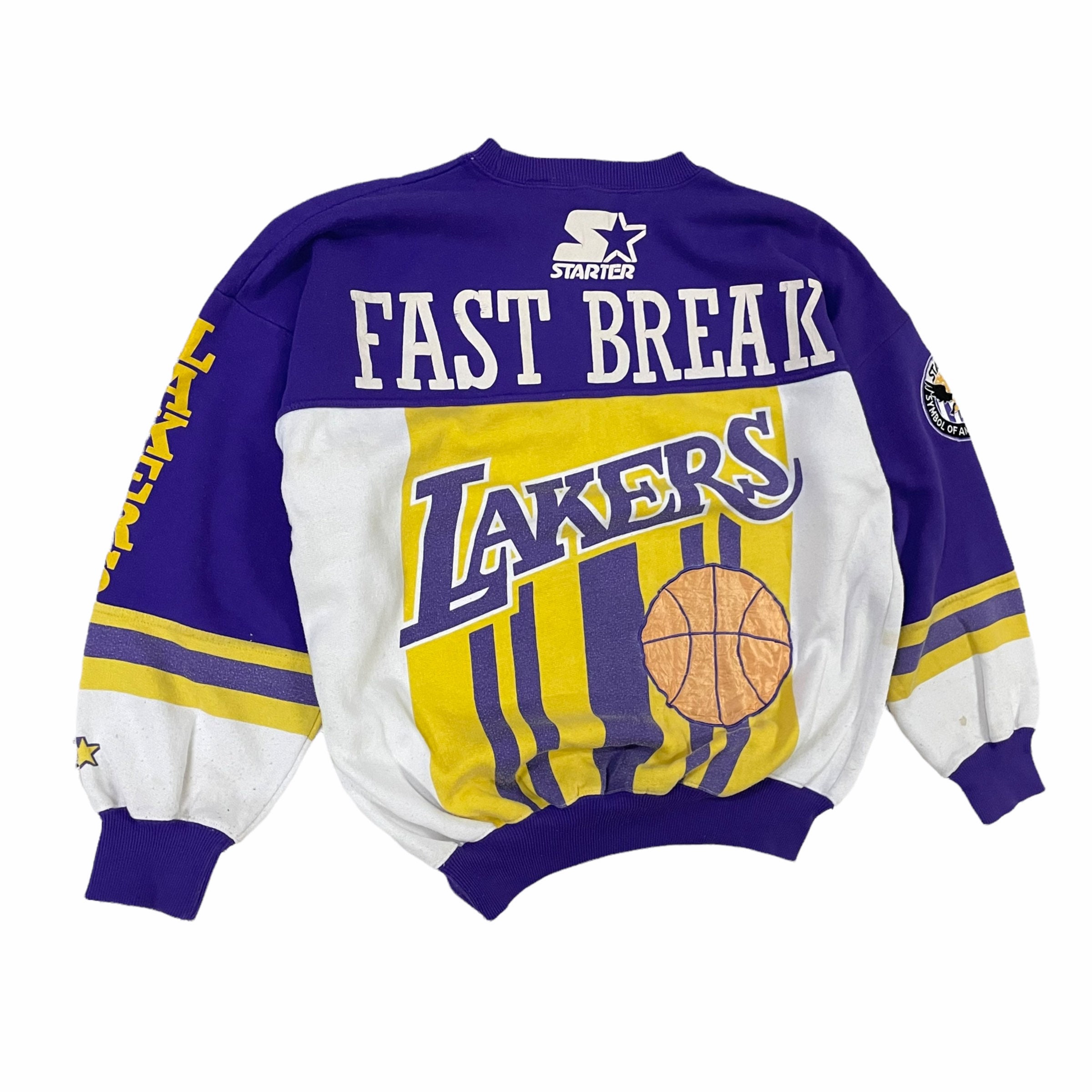 Vintage Mens Starter Los Angeles Lakers Script Hooded Sweater Size  Large-Black
