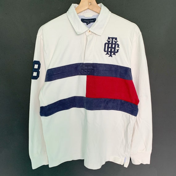 PICK Tommy Hilfiger Polo Rugby Hilfiger Size Tommy Big Etsy Spellout Logo Hilfiger Collar No M Tommy Rugby Embroided 8 