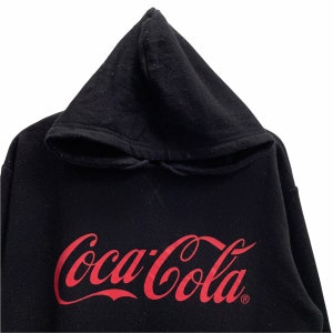 PICK Vintage Coke Hoodie Big Logo Spellout Coca Cola Sweater Pullover Size L image 2