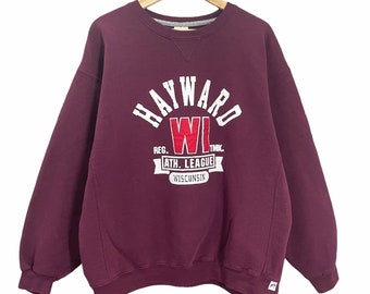 PICK!! Vintage Hayward Wisconsin Crewneck Pullover Sweater Big Logo Spellout Hayward Sweatshirt Size XL