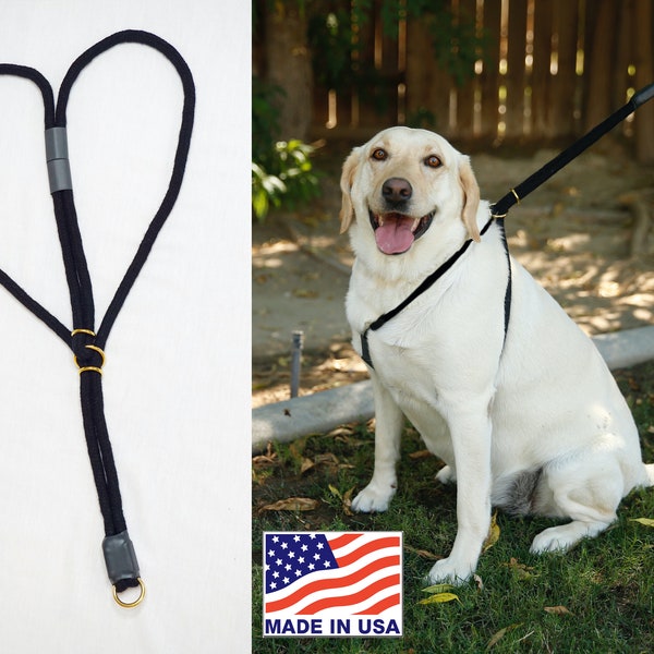 Dog harness in black, custom mobility harness for large dogs, easy walk no pull, multiple sizes and colors