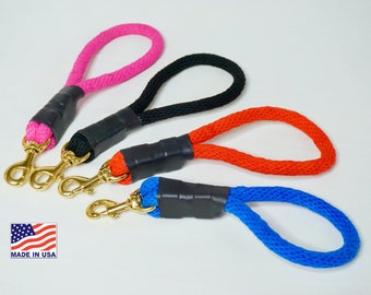 Dog traffic lead, short dog leash, training tab, multiple colors, USA Made