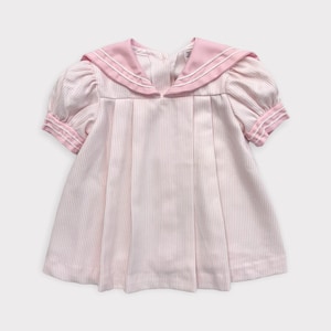 Vintage Pastel Pink Striped Sailor Collar Dress 6-9M